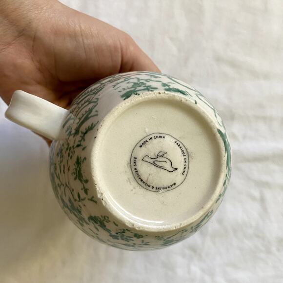 Anthropologie Green Floral Initial "d" Coffee Mug - Picture 3 of 4